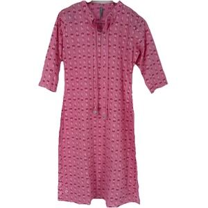 Janasya Womens Pure Cotton Floral Kurta Large‎ Pink Feminine Modest Breathable